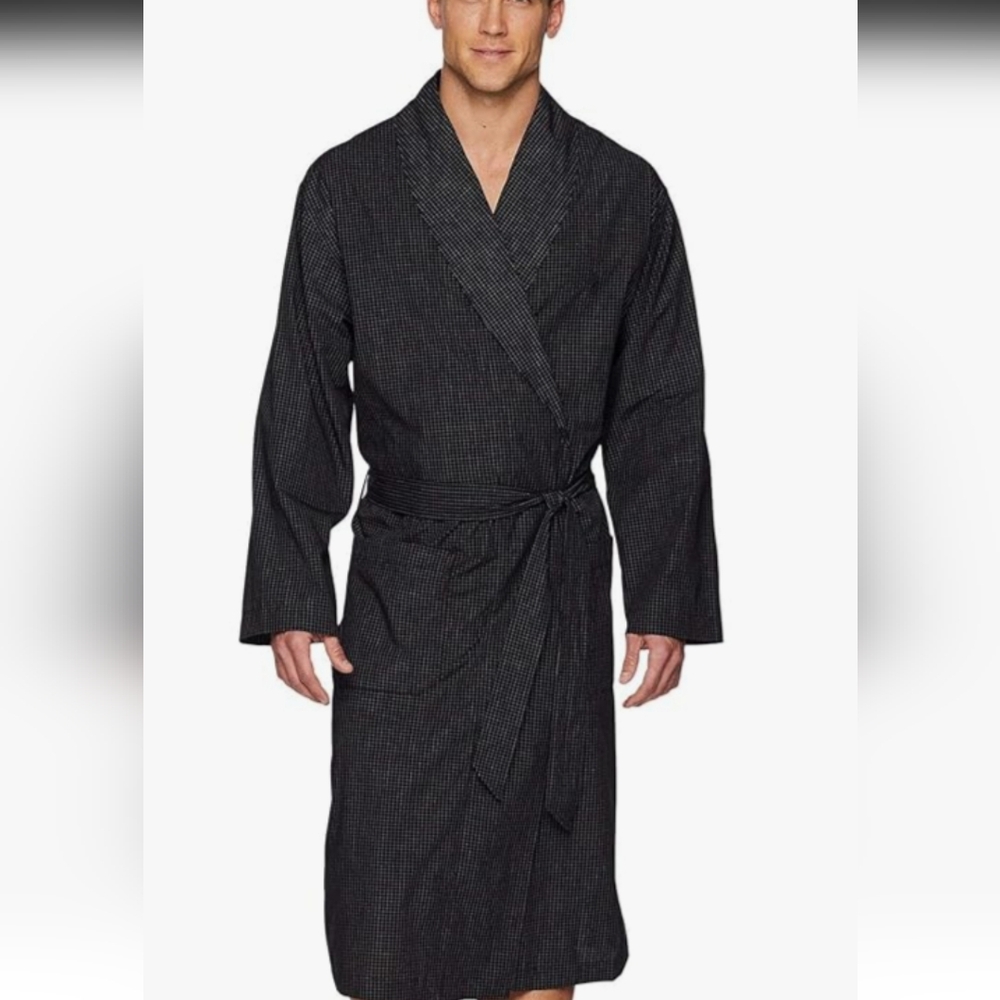 Men's Ralph Lauren Polo Black And Gray Check Robe Size Small -Cotton Lightweight